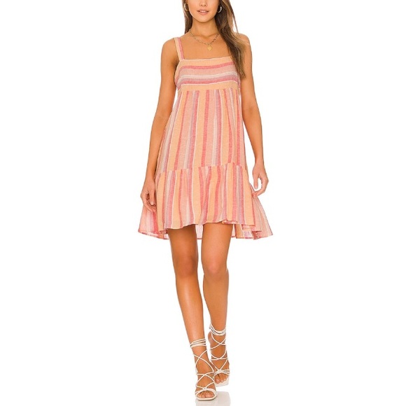 Rails Dresses & Skirts - Rails Sadie Dress NEW in Azalea Stripe Peach Pink Linen Blend Women’s Size XS